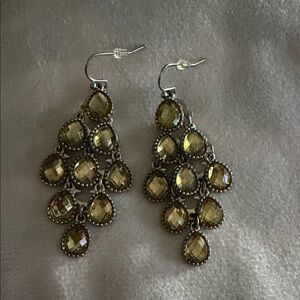 Citrine Tone Teardrop Chandelier Earrings - Women Jewelry